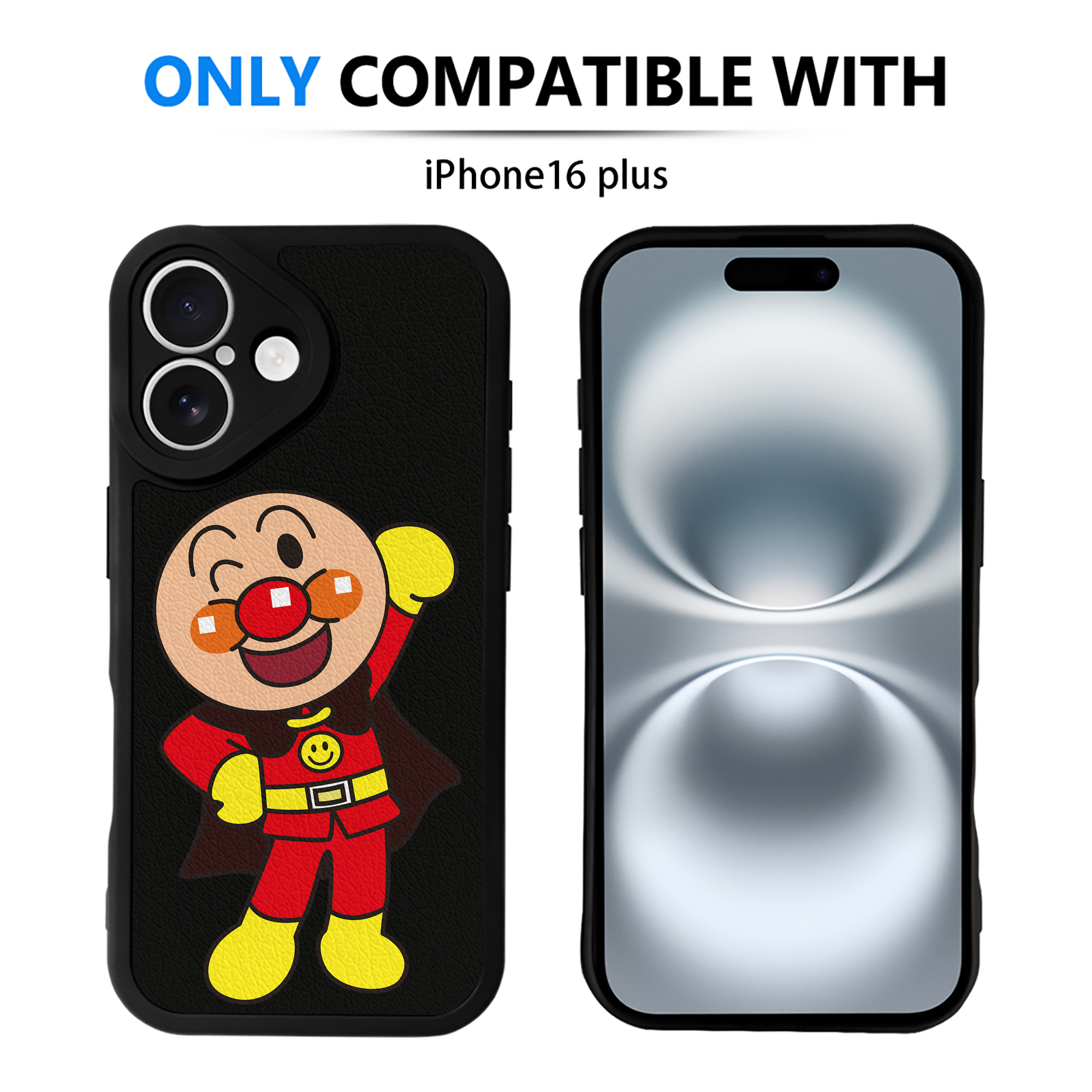 （画像用） アンパンマン Anpanman 【iPhone 16シリーズ対応】シリコンスマホケース（レザー調） 材質：シリコン